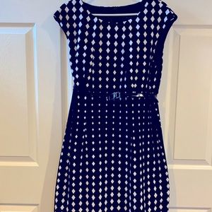 Connected Apparel Navy and white shift dress SZ 16